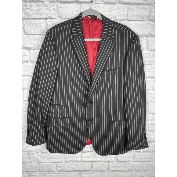 SAMUELSOHN Men's Gray Pinstripe Wool Blazer Size 44 Long - Picture 1 of 5